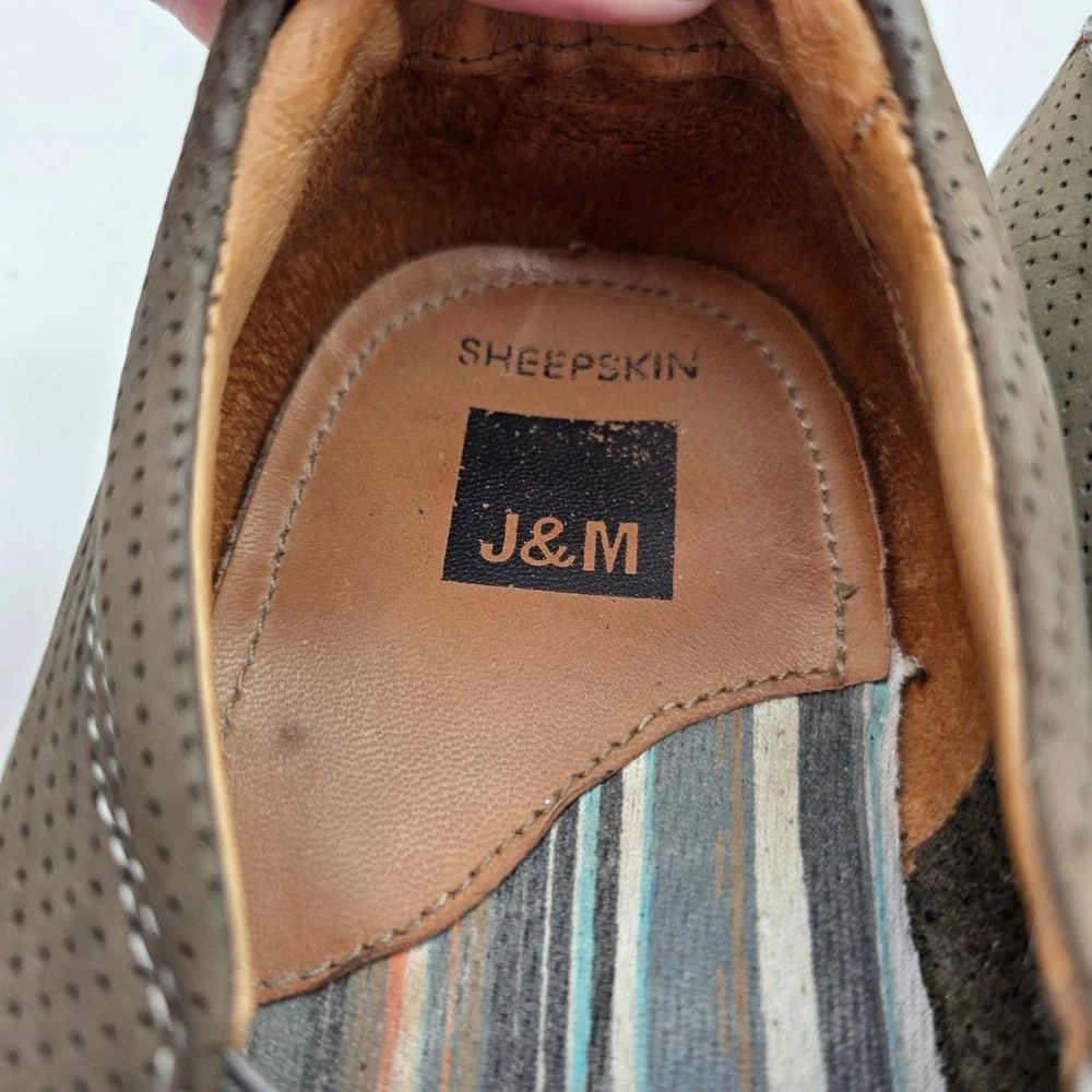 Johnston & Murphy J&M Mens 9M Taupe Perforated Leather Slip On Loafers 25-0619 - Picture 5 of 8